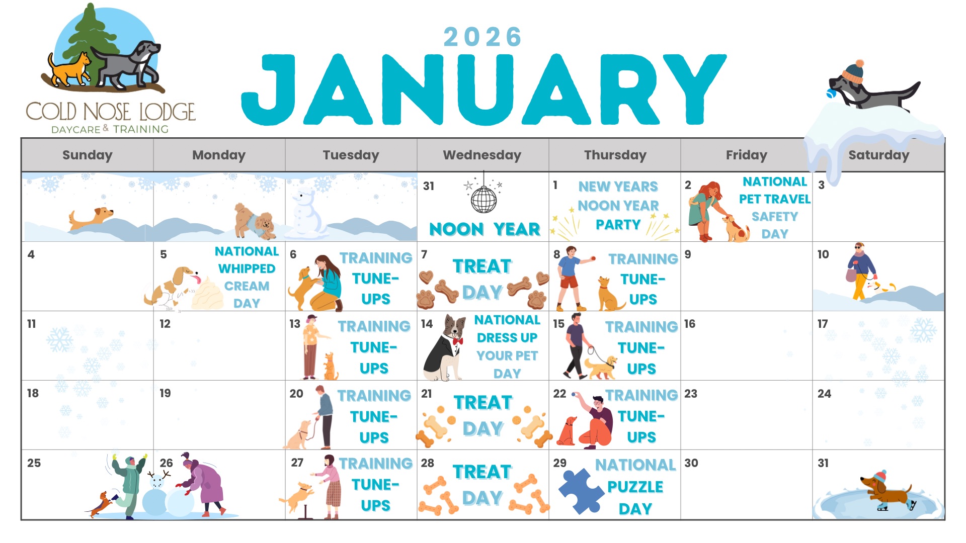 January activity calendar